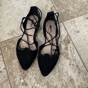 Black lace up flats